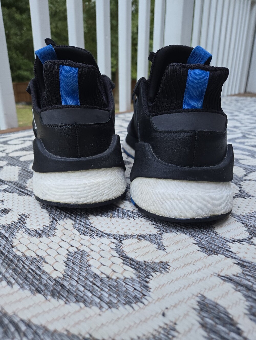 adidas Men's Black and White Sneakers with Blue Accents - Picture 5 of 9